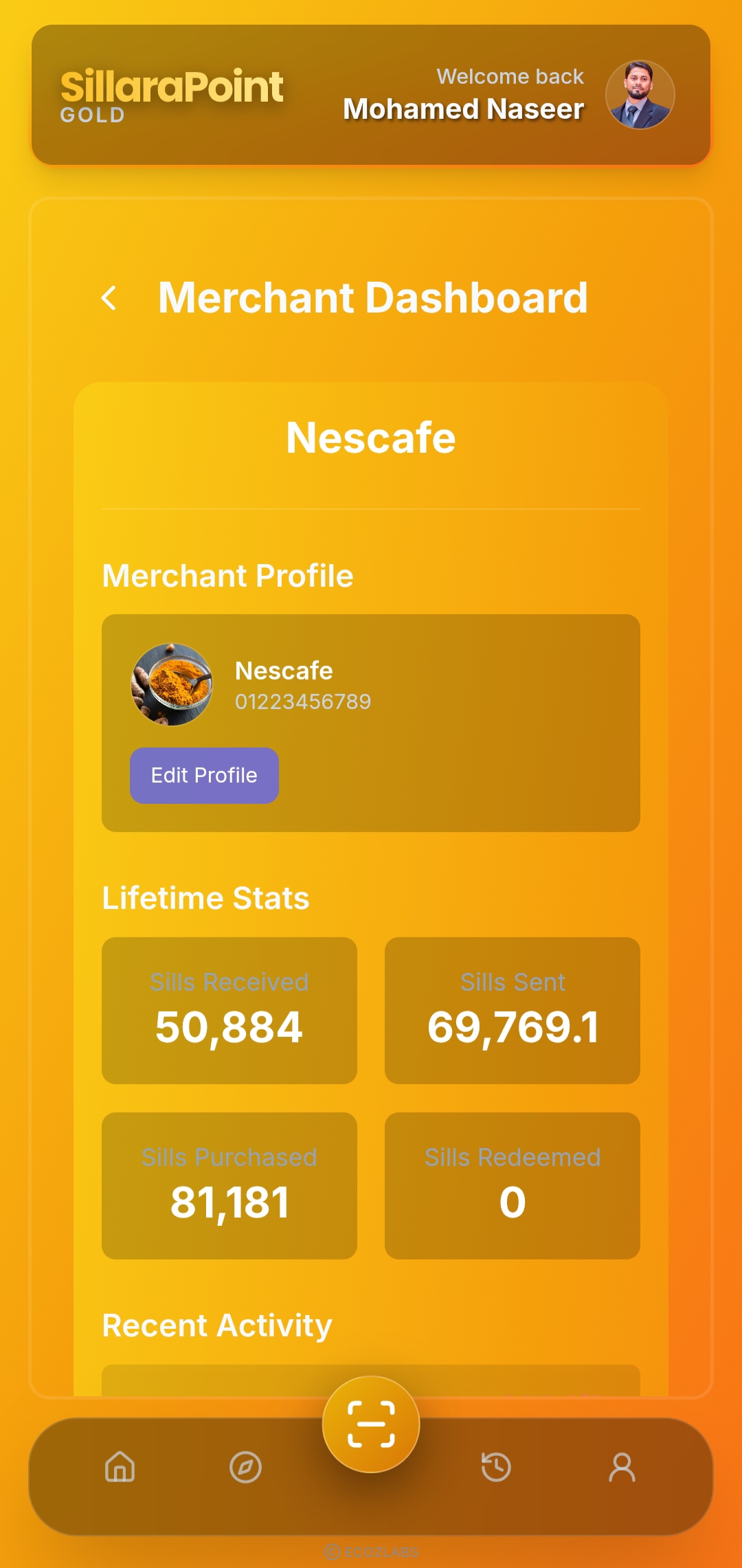 Merchant app experience for SillaraPoint